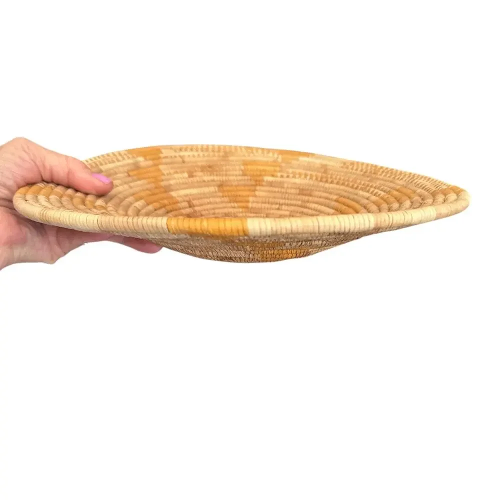 Vintage Papago Southwestern Handmade Two-Tone Basket 11”